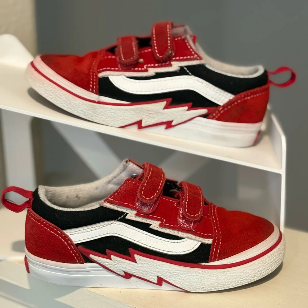 VANS Old Skool Bolt Red & White Toddler Shoe, Item #721454 Kids Size:  10